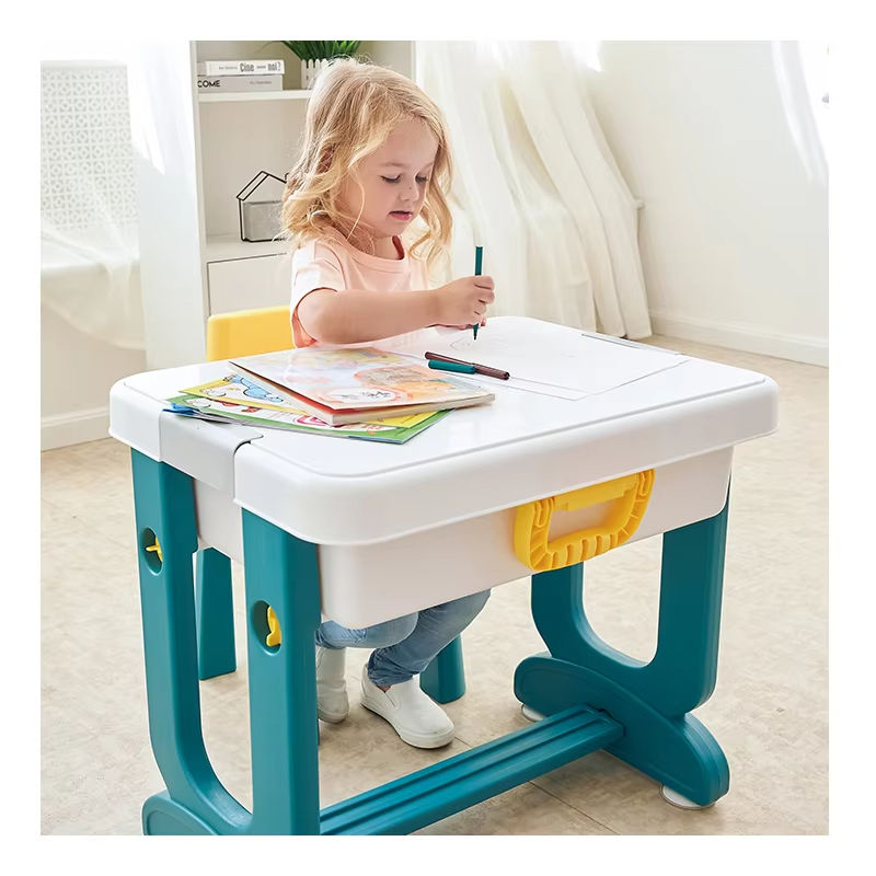 Kids Large Block Table with Building Blocks Set Educational DIY Toddler Chair and Table Set